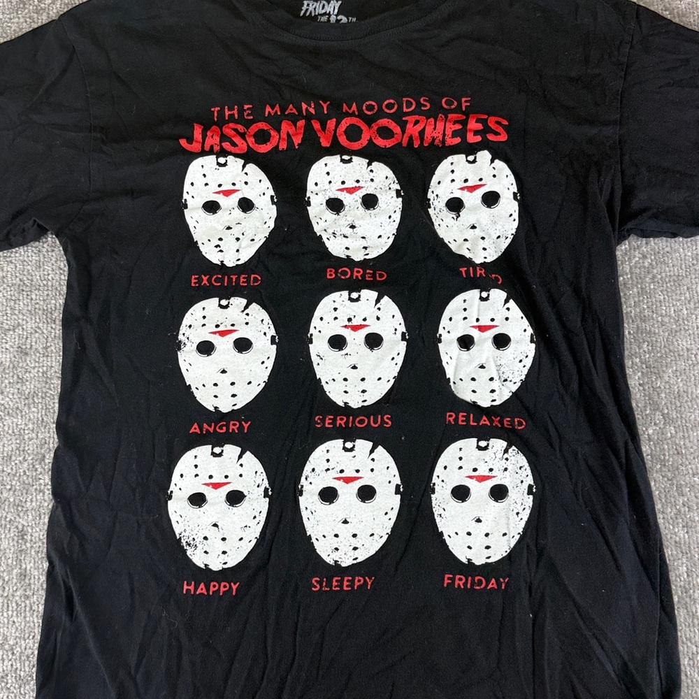 Friday The 13th Short Sleeve Shirt Womens S Black Jason Vorhees Moods Halloween - Picture 2 of 6